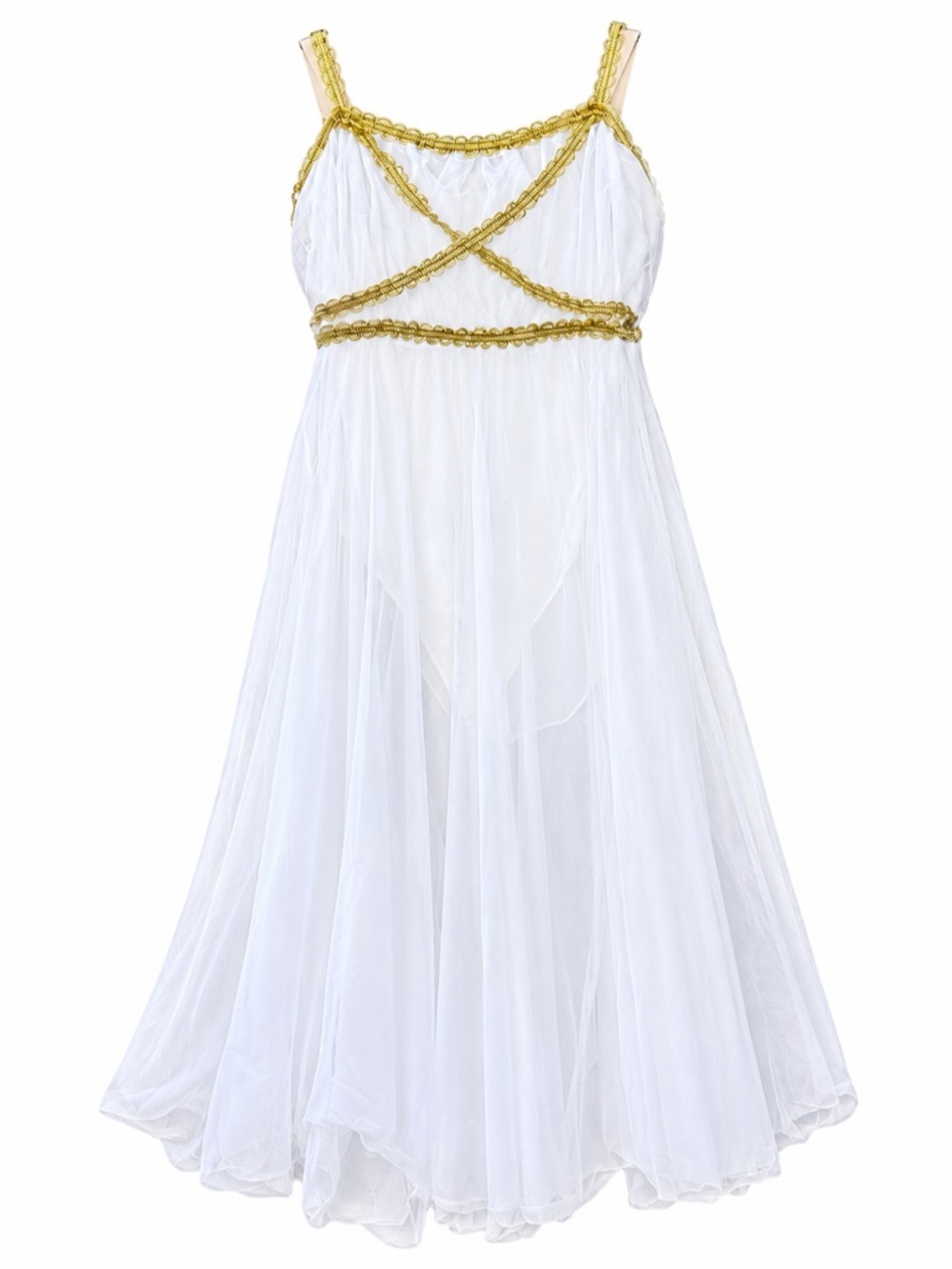 Curtain Call White Gold Lyrical Dance Costume Adult Small USA Made
